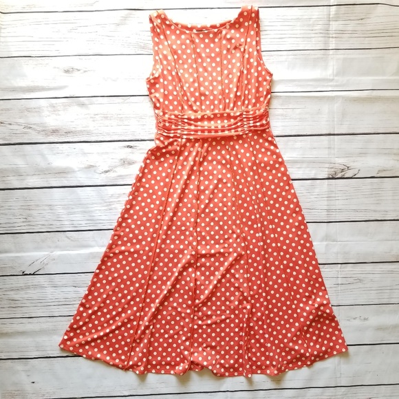 Perceptions Dresses Womens Orange White Polka Dot Dress M Poshmark
